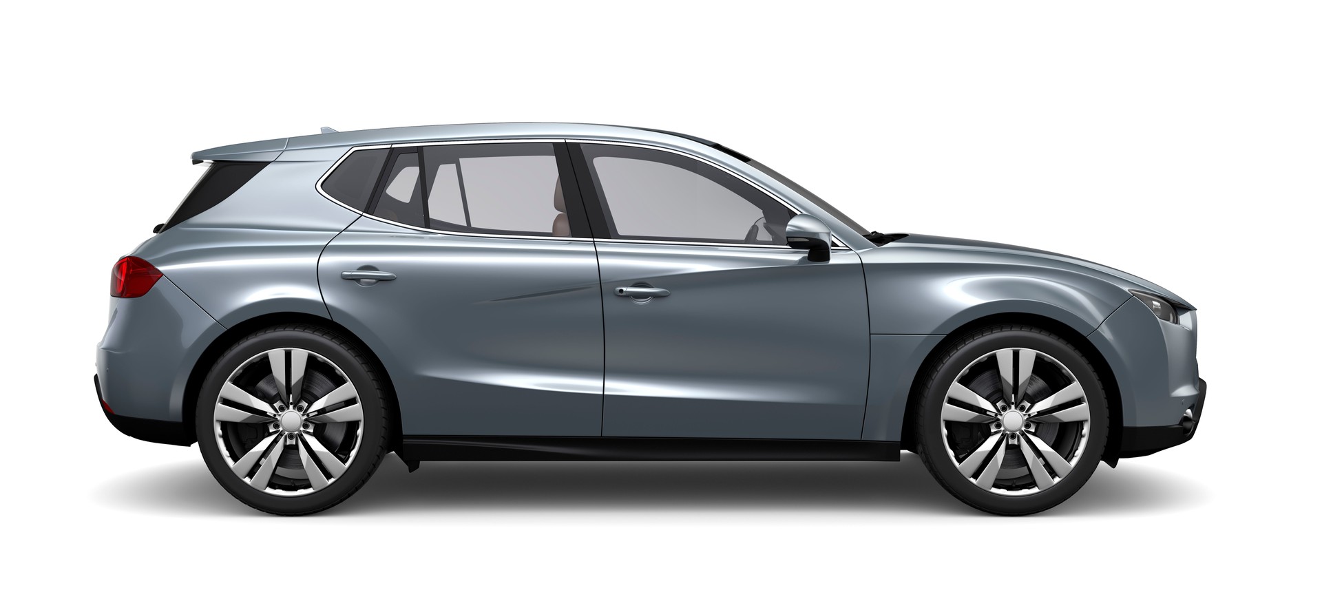 3D illustration of Generic silver SUV on white background